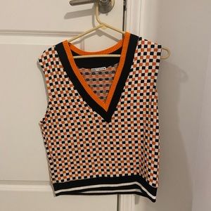 Zara checked black and orange vest Size M